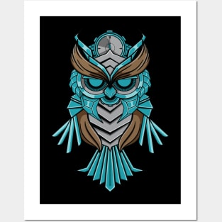 Steel Clock Owl Posters and Art